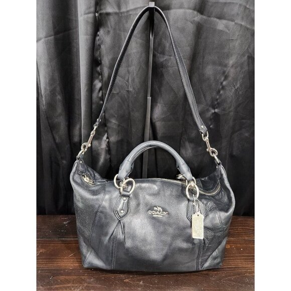 AUTHENTIC Coach F33806 Colette Smooth Black Leather Satchel Purse-EUC - Picture 1 of 13